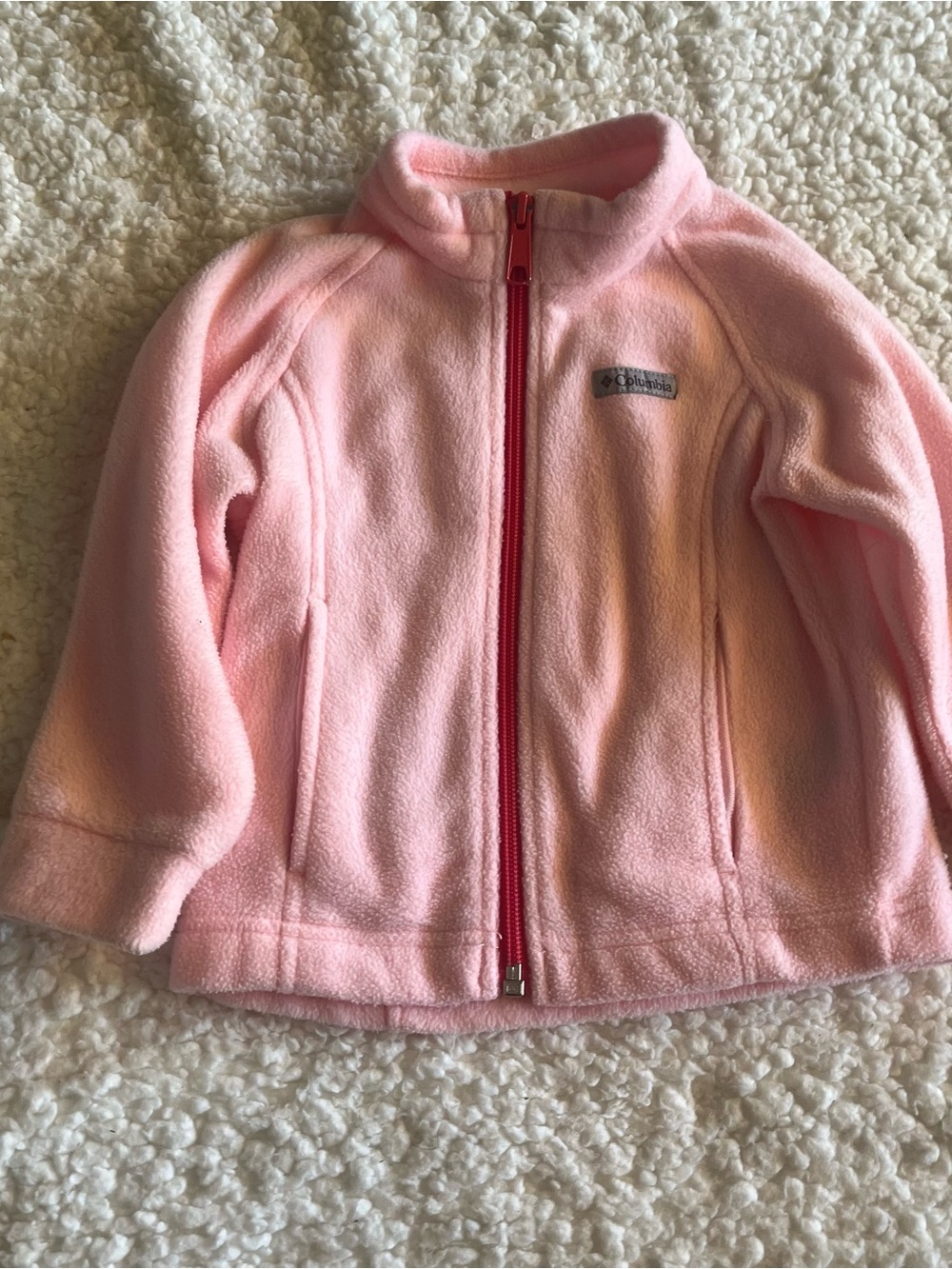 Columbia Light Pink Fleece Jacket with Red Zipper